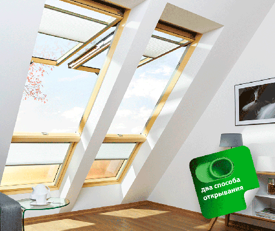 Мансардные окна с комбинированной системой открывания preSelect Fakro FPP-V preSelect 66*118